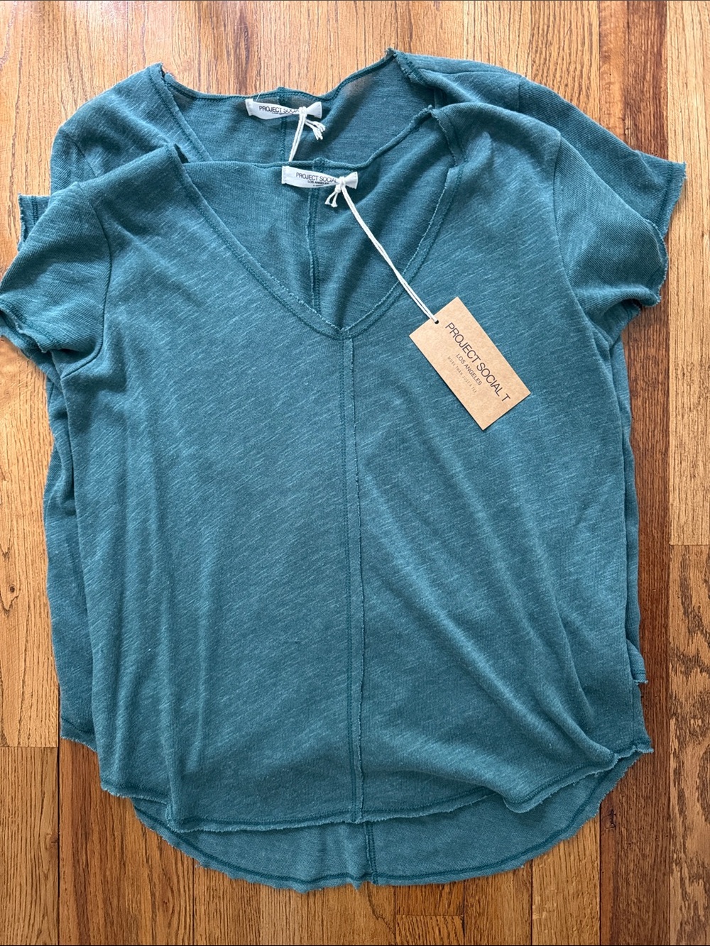 NWT Project Social T WeareverTeal V-Neck Short Sleeve Top small and X Small